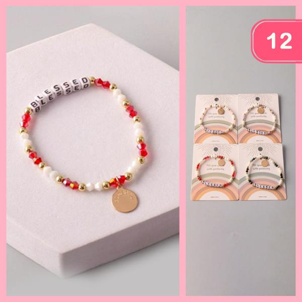 BLESSED BEADED COIN CRYSTAL BEADED BRACELET (12 UNITS)
