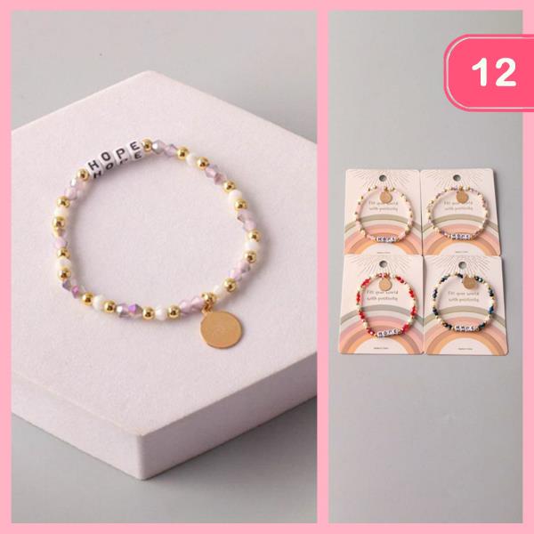 HOPE COIN CRYSTAL BEADED BRACELET (12 UNITS)