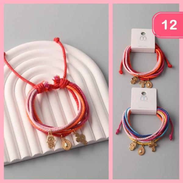 EVIL EYE CROSS LUCKY CHARM BRACELET SET (12 UNITS)