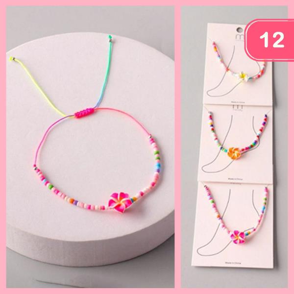 PLUMERIA BEADED STRING ANKLET (12 UNITS)