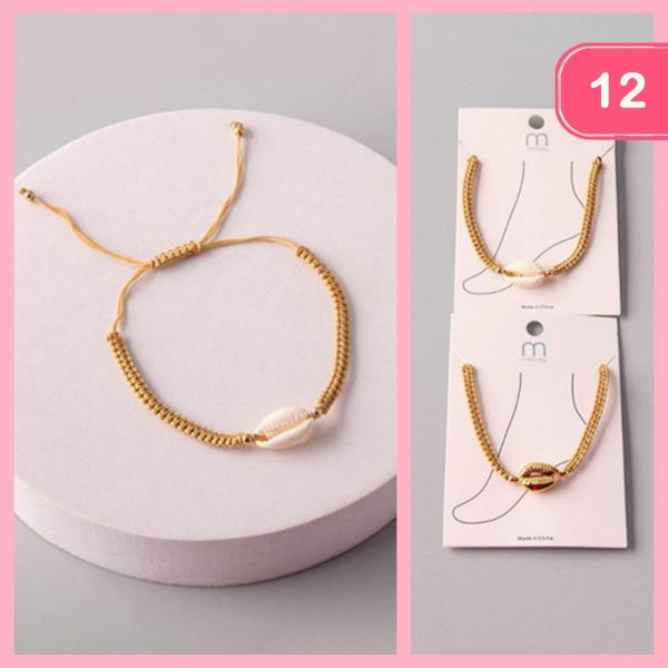 COWRIE SHELL MACRAME ANKLET (12 UNITS)
