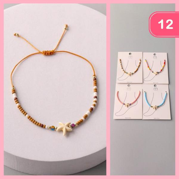 STARFISH SEED BEAD ANKLET (12 UNITS)
