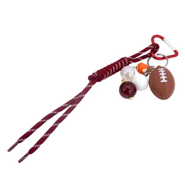 FOOTBALL CHARM ROPE HEART BAG CHARM