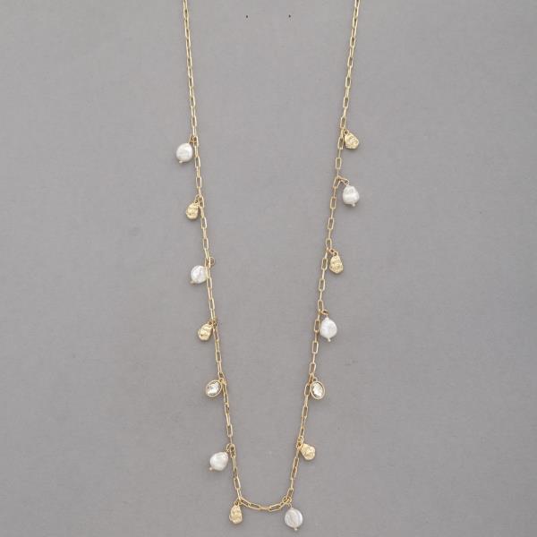 COIN METAL BEAD STATION OVAL LINK NECKLACE