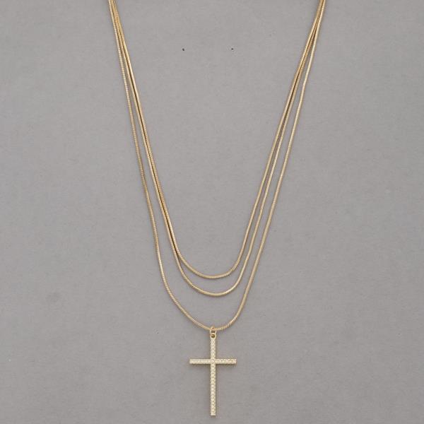 CROSS PENDANT LAYERED NECKLACE