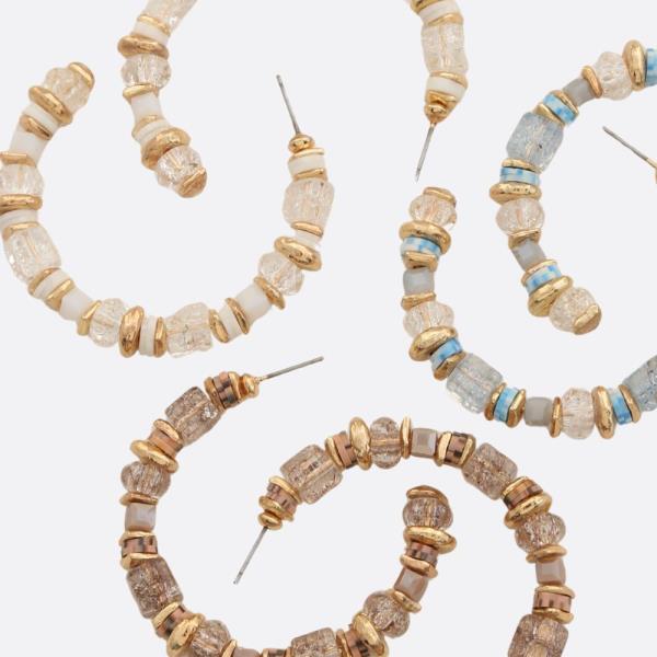 MULTI BEAD OPEN HOOP EARRING