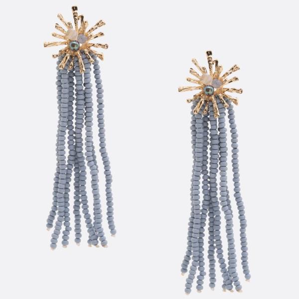 STARBURST BEADED TASSEL EARRING