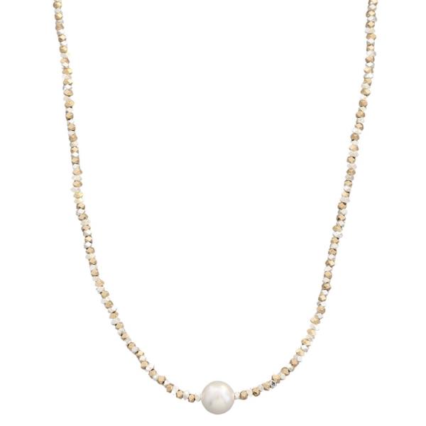 PEARL BEAD TWO TONE NECKLACE