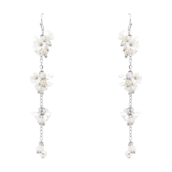 FLOWER CLUSTER CHAIN DANGLE EARRING