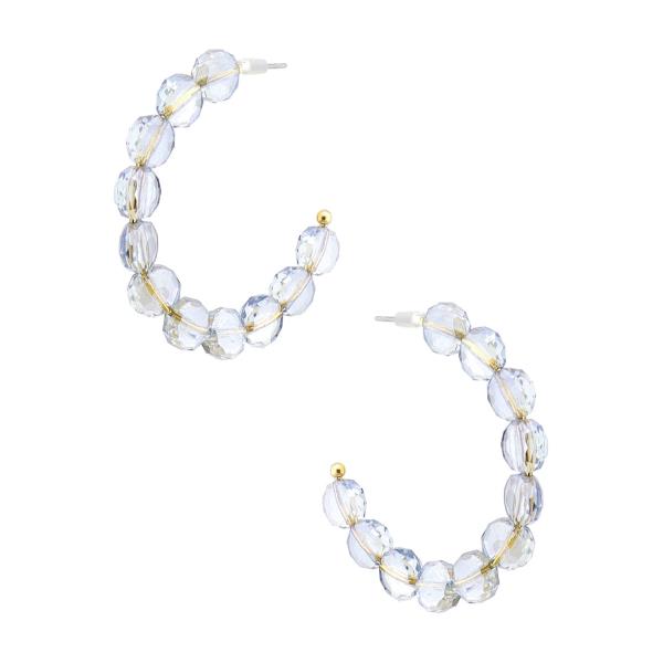 BEADED OPEN HOOP EARRING