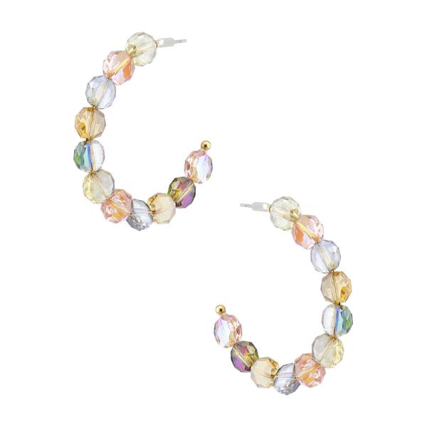 BEADED OPEN HOOP EARRING