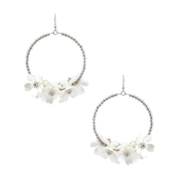 FLOWER BEADED HOOP EARRING