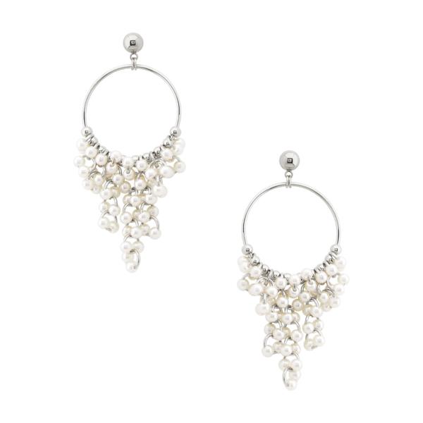 PEARL CLUSTER HOOP DANGLE EARRING