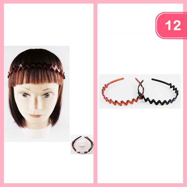 WAVY PLASTIC HEADBAND (12 UNITS)