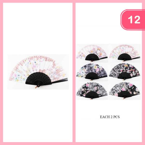 FLOWER LACE HAND FAN (12 UNITS)