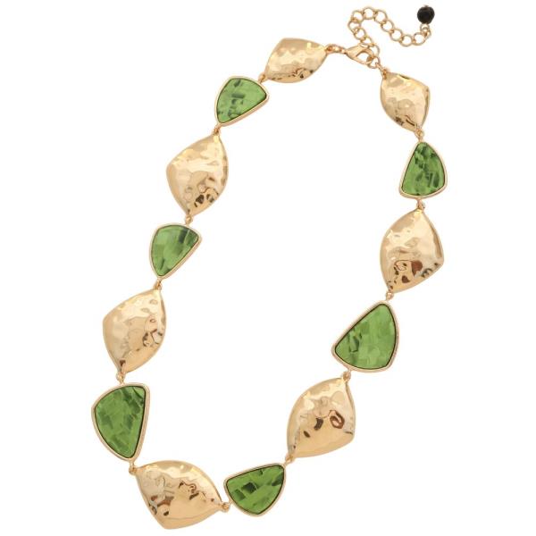 HAMMERED METAL GEO SHAPE LINK NECKLACE