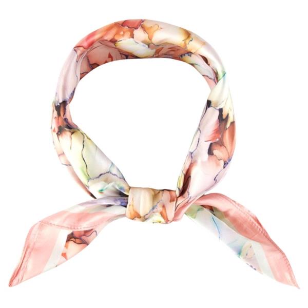 FLOWER PATTERN SILKY SQUARE BANDANA NECK SCARF