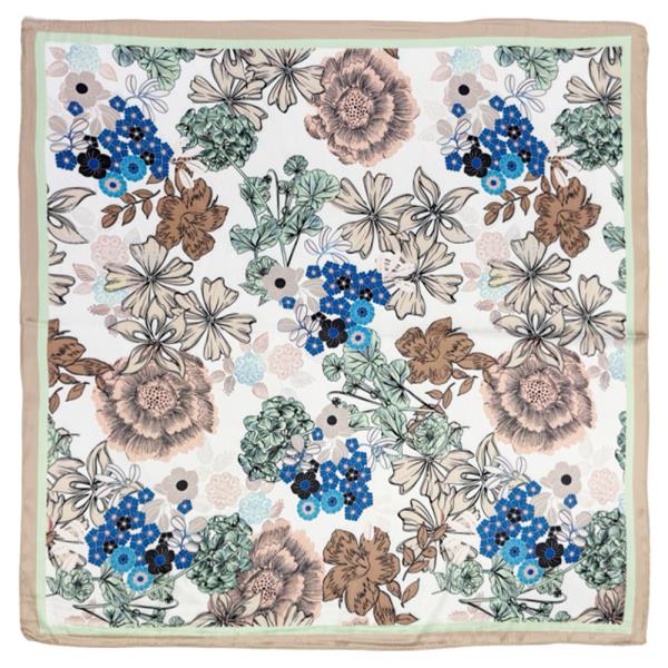 FLOWER PATTERN SILKY SQUARE BANDANA NECK SCARF