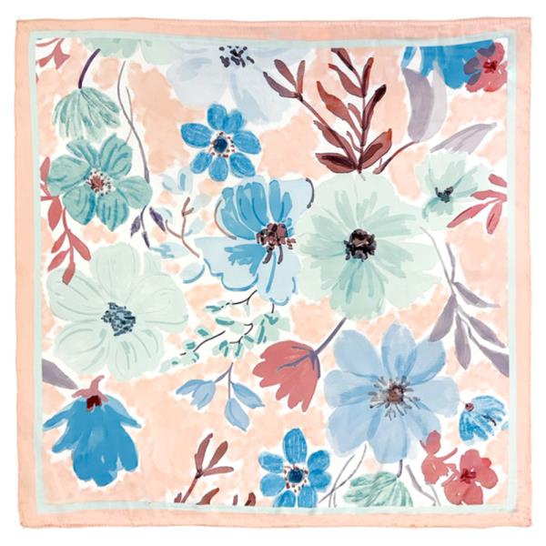 FLOWER PATTERN SILKY SQUARE BANDANA NECK SCARF