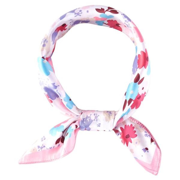FLOWER PATTERN SILKY SQUARE BANDANA NECK SCARF