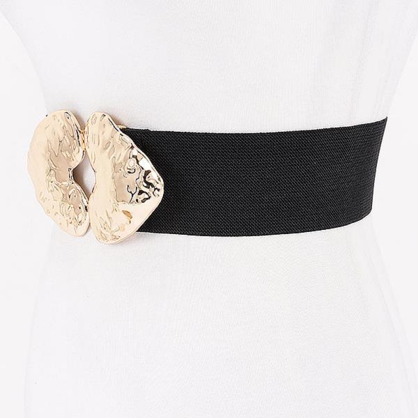 DOUBLE METAL HEART BUCKLE STRETCH BELT