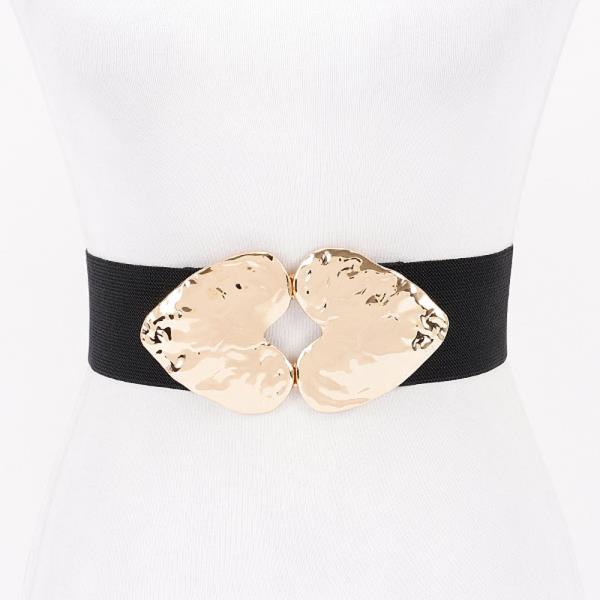 DOUBLE METAL HEART BUCKLE STRETCH PLUS SIZE BELT