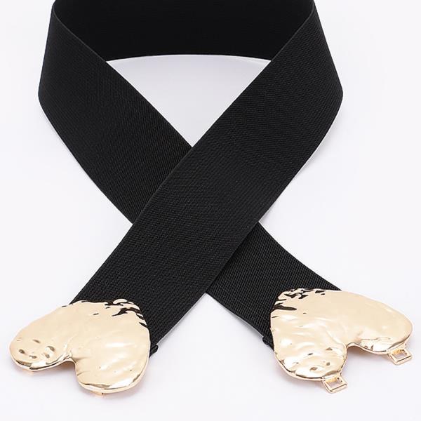 DOUBLE METAL HEART BUCKLE STRETCH PLUS SIZE BELT