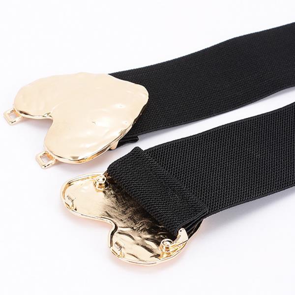DOUBLE METAL HEART BUCKLE STRETCH PLUS SIZE BELT