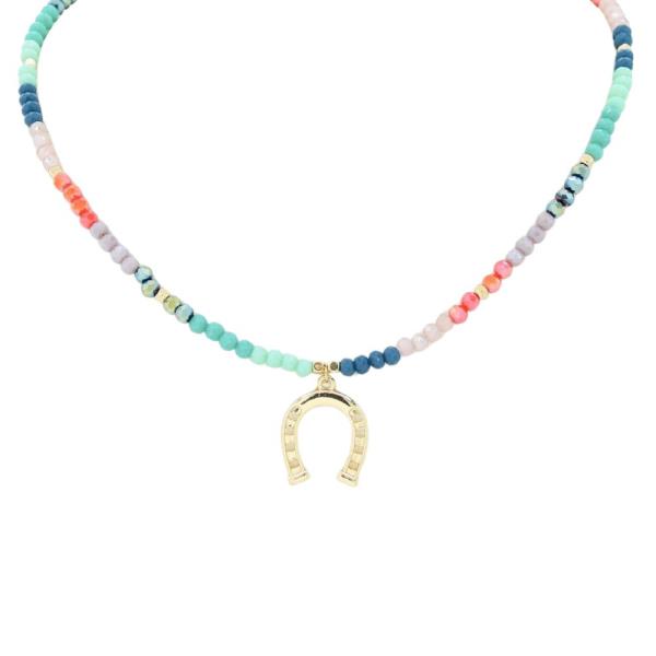 HORSE SHOE CHARM SEED BEAD CHOKER