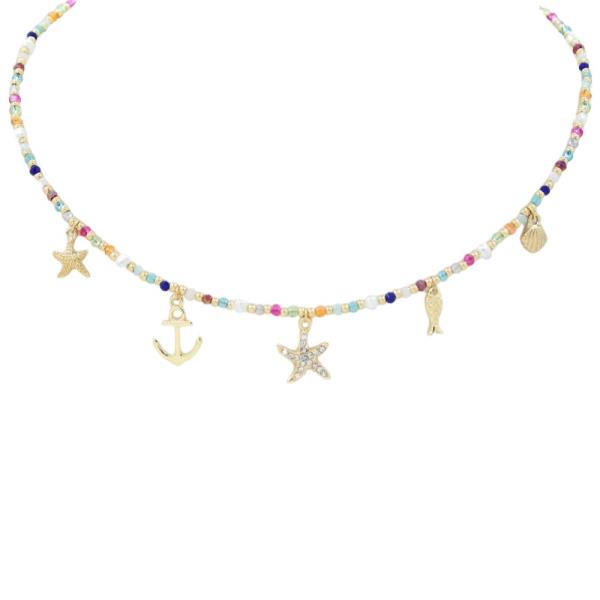 SEA LIFE CHARMS BEADED NECKLACE