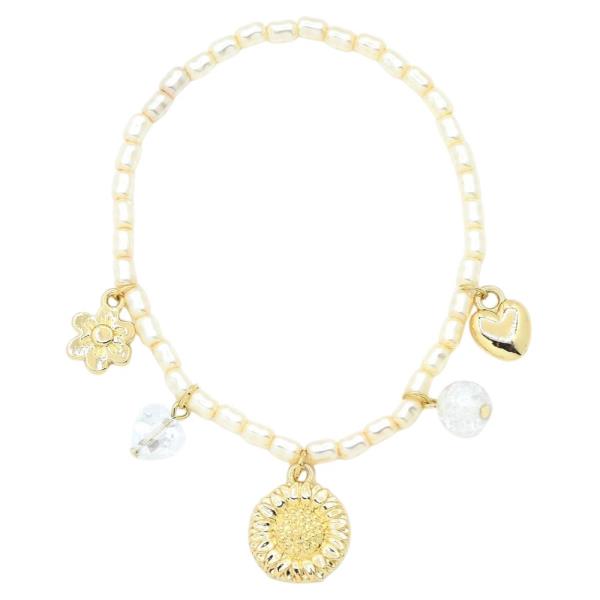 FLOWER CHARM BEADED BRACELET
