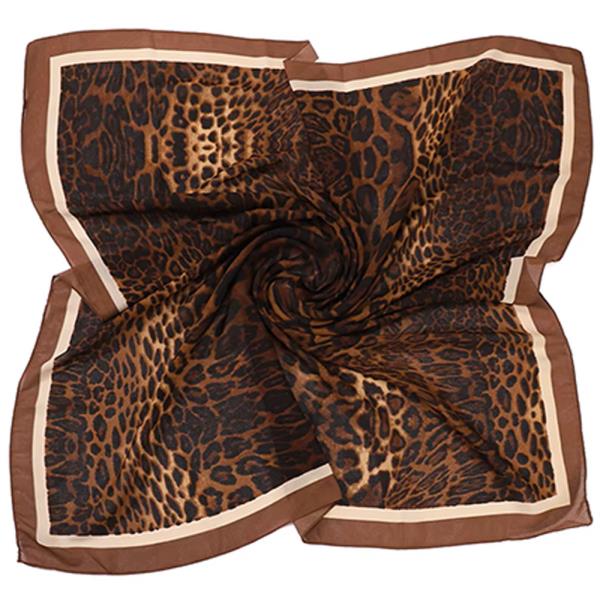 LEOPARD PATTERN SILKY BANDANA NECK SQUARE SCARF