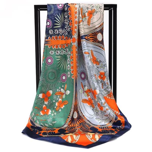 MULTI FLOWER PATTERN BANDANA NECK SCARF
