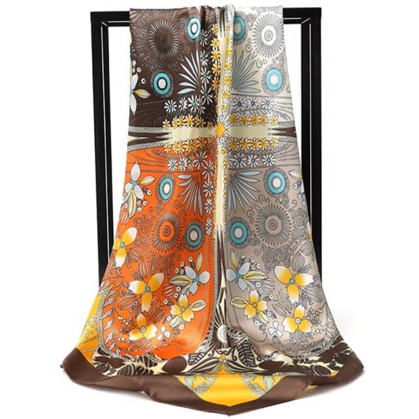 MULTI FLOWER PATTERN BANDANA NECK SCARF