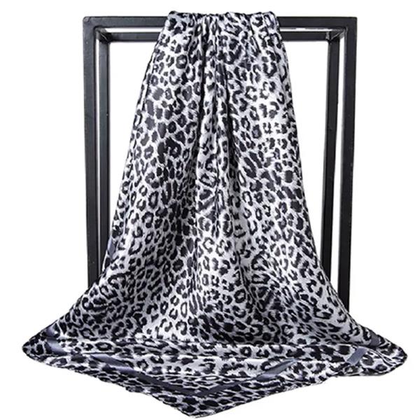 LEOPARD PATTERN SILKY BANDANA NECK SQUARE SCARF