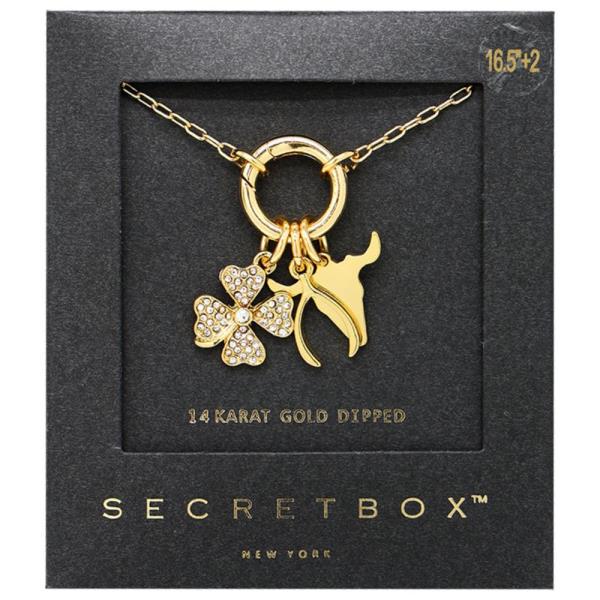 SECRET BOX MULTI CHARM 14K GOLD DIPPED NECKLACE