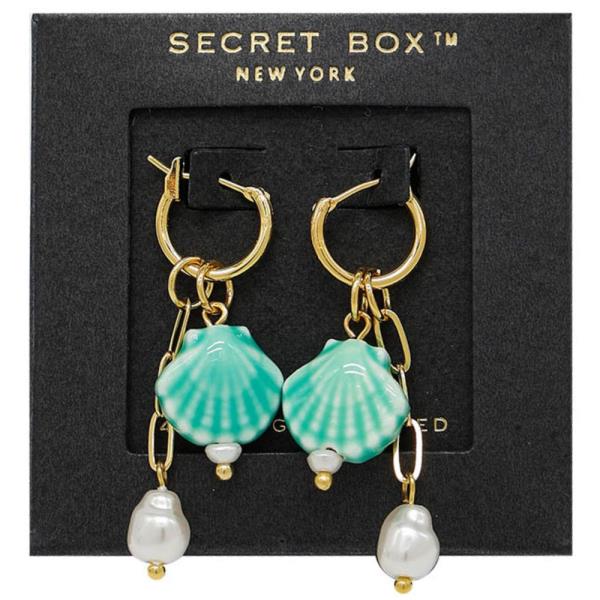 SECRET BOX SEASHELL HOOP 14K GOLD DIPPED EARRING