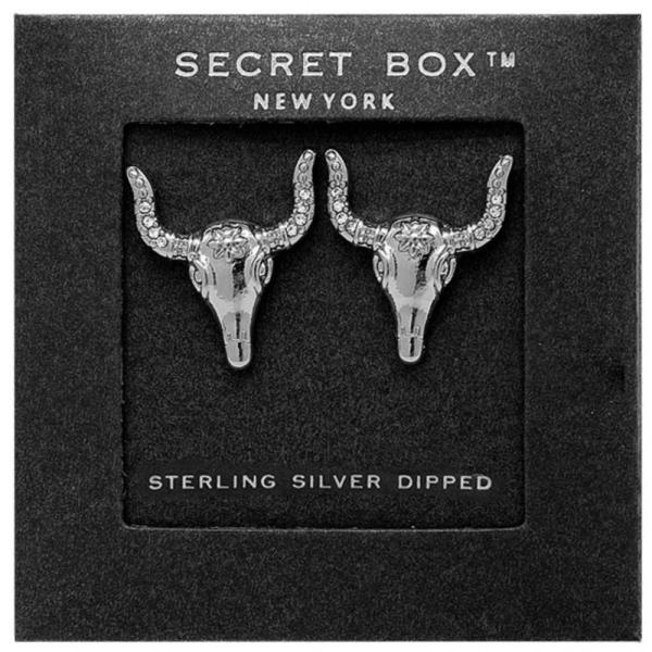 SECRET BOX CATTLE HEAD 14K GOLD DIPPED DANGLE EARRING