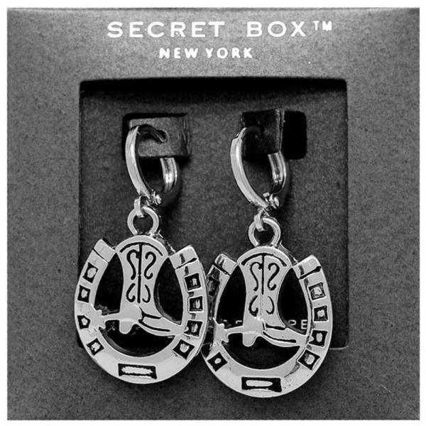 SECRET BOX WESTERN STYLE HORSE 14K GOLD DIPPED EARRING