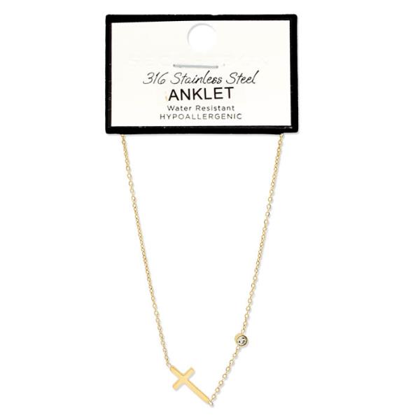 SECRET BOX CROSS STAINLESS STEEL ANKLET