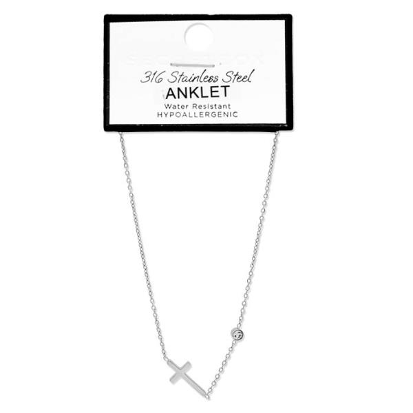 SECRET BOX CROSS STAINLESS STEEL ANKLET