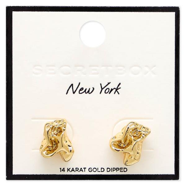 SECRET BOX RUFFLE METAL GOLD DIPPED EARRING
