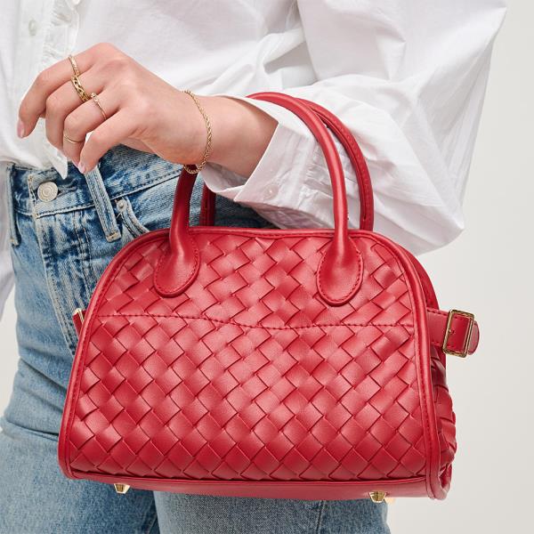 WOVEN DESIGN KRISTIE SATCHEL BAG