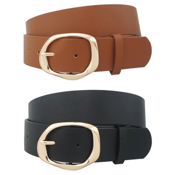 PLUS ORGANIC TEXTURE OVAL BUCKLE DUO BELT