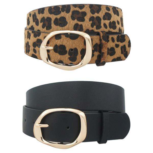 PLUS ORGANIC TEXTURE OVAL BUCKLE DUO BELT