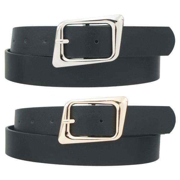 ASYMETRICAL ANGLED RECTANGLE BUCKLE DUO BELT
