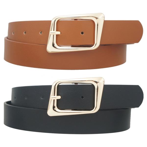 ASYMETRICAL ANGLED RECTANGLE BUCKLE DUO BELT