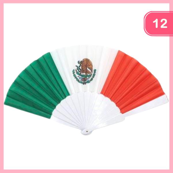 MEXICO FLAG HAND FAN (12 UNITS)