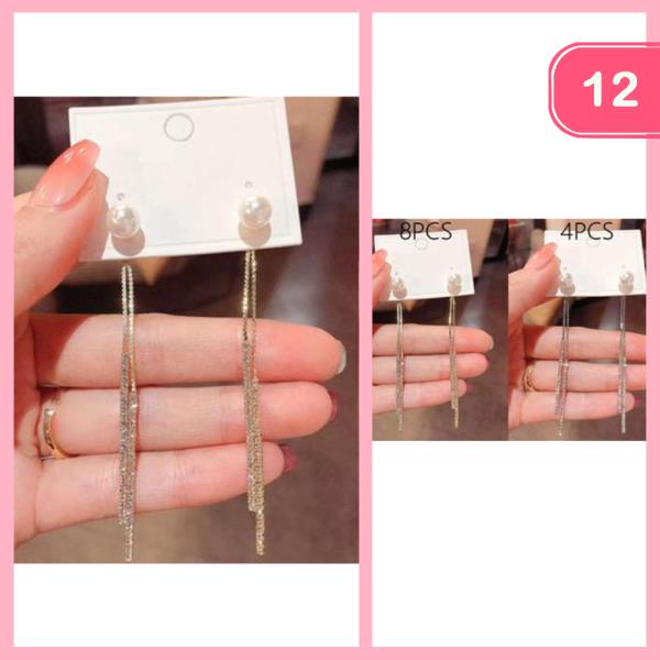 PEARL RHINESTONE DANGLE EARRING (12 UNITS)