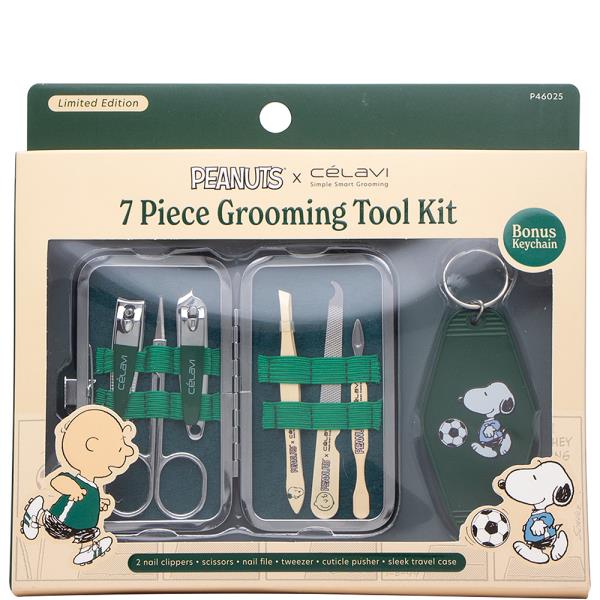 CELAVI X PEANUTS 7 PIECE GROOMING TOOL KIT WITH KEYCHAIN